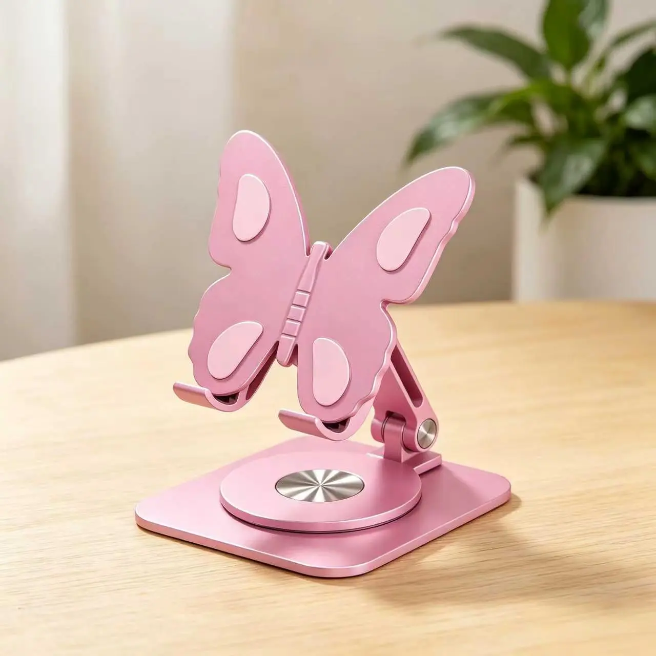 2026 New 360° Rotating Butterfly Design Aluminium Smartphone Stand - Durable Alloy Body, Folding Adjustable Portable Cradle, Universal Cellphone Mount, Graduation Gift for Desk Video Watching, Gaming