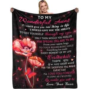 Best Aunt Ever Gifts from Niece, Birthday Gifts for Auntie, Ultra Soft Flannel Throw Blankets 60" x 50"
