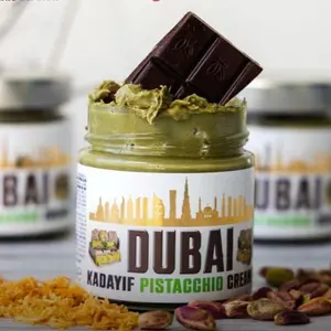 DISANO Dubai Pistachio Spread with Kadayif - Gluten-Free, 12.34 oz Jar, Smooth Rich Cream with Crispy Shredded Phyllo