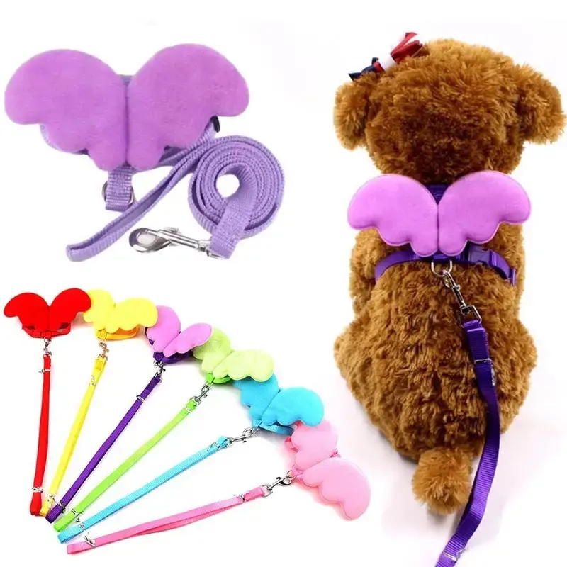 Angel Wings Pet Harness and Leash Set, Adjustable Walking Harness for Small Dogs, Cats, and Rabbits