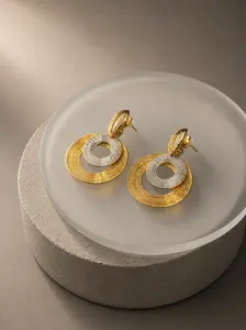 Dual Tone Orbit Statement Earrings