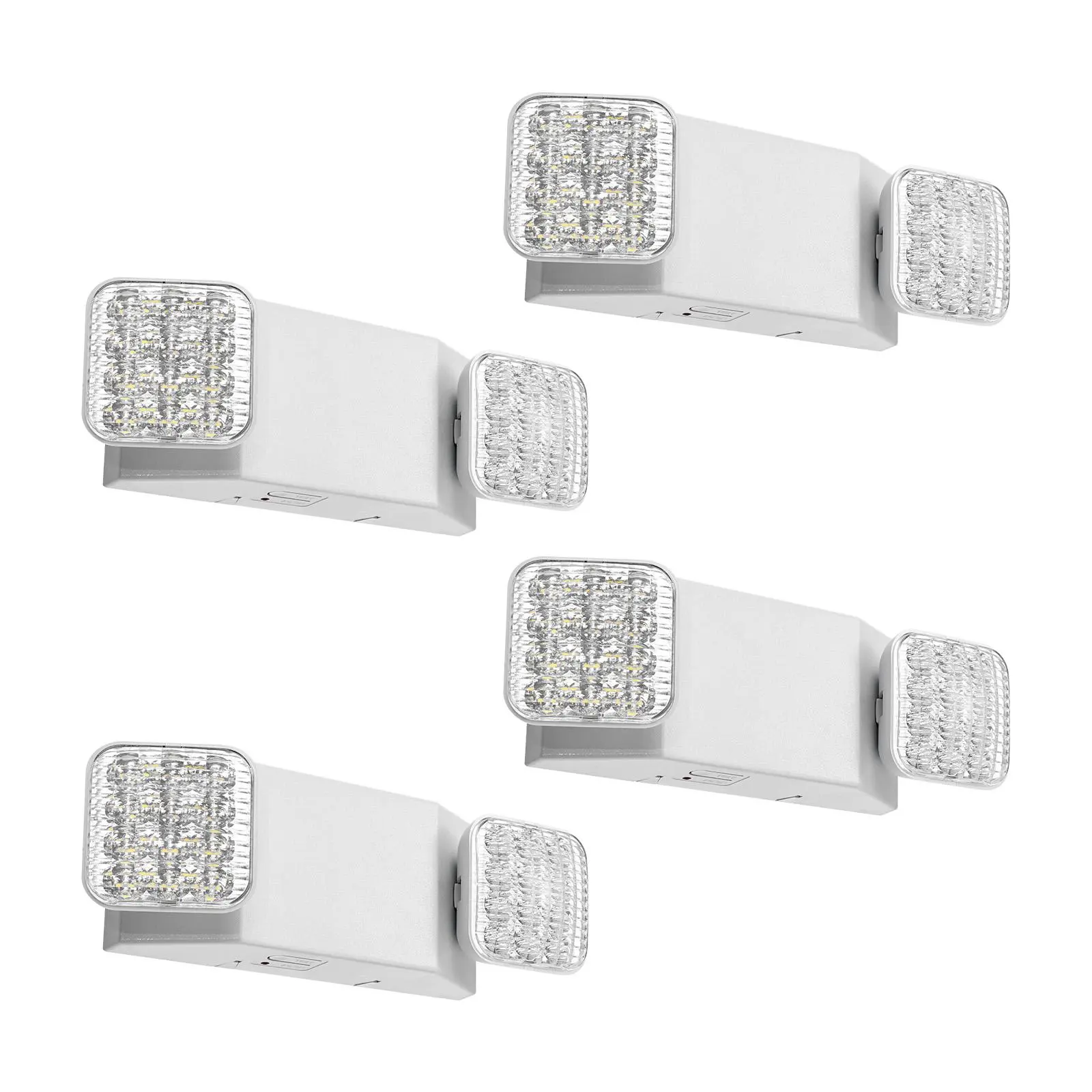 【Summerfinds】VEVOR 4 Pack Emergency Lights for Business, with Battery Backup, Commercial LED Emergency Exit Lighting Fixtures, AC 120/277V, with Two Square Head Adjustable, 90-Minute Backup, for Business, White