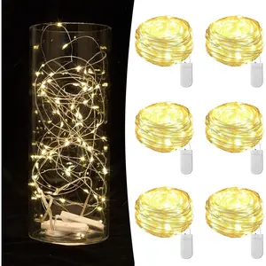 Fairy Lights Battery Operated String Lights 7ft 20 Led Mason Jar Lights Waterproof Silver Wire Light Fireflies DIY Party Wedding Christmas Valentines Day Decoration
