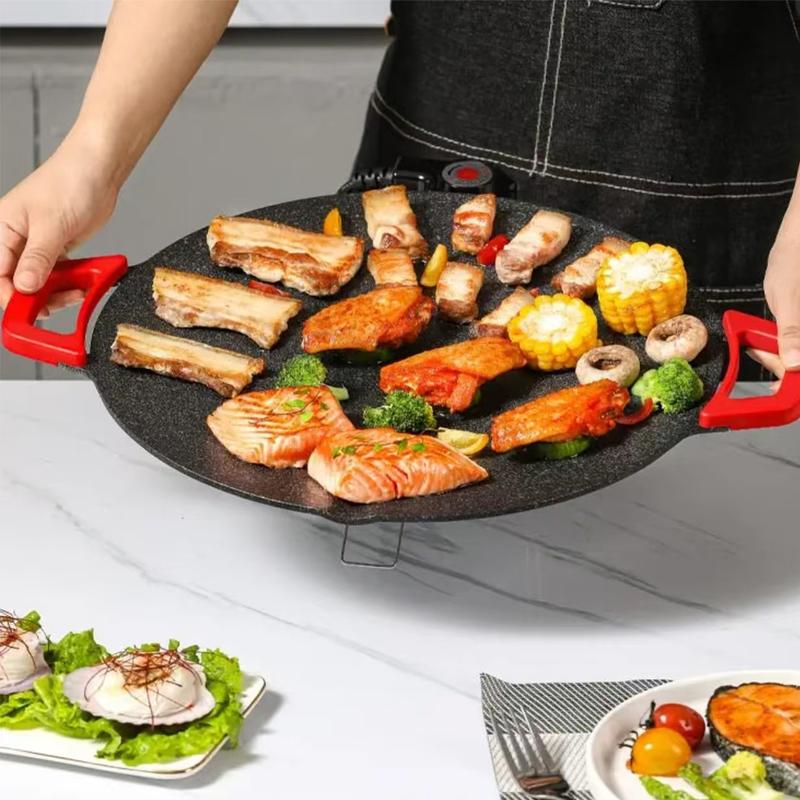 AORAN KITCHEN 1500W Portable Electric Korean BBQ Grill Indoor Smokeless Non-stick Grill Pan Adjustable Temperature Control Universal Fry Griddle for Home Cooking