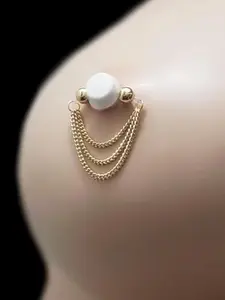 Dainty and So Very Pretty - Pair of 14k Gold Plated Triple Chain Fake Barbells - Non Piercing Nipple Jewelry - b-061