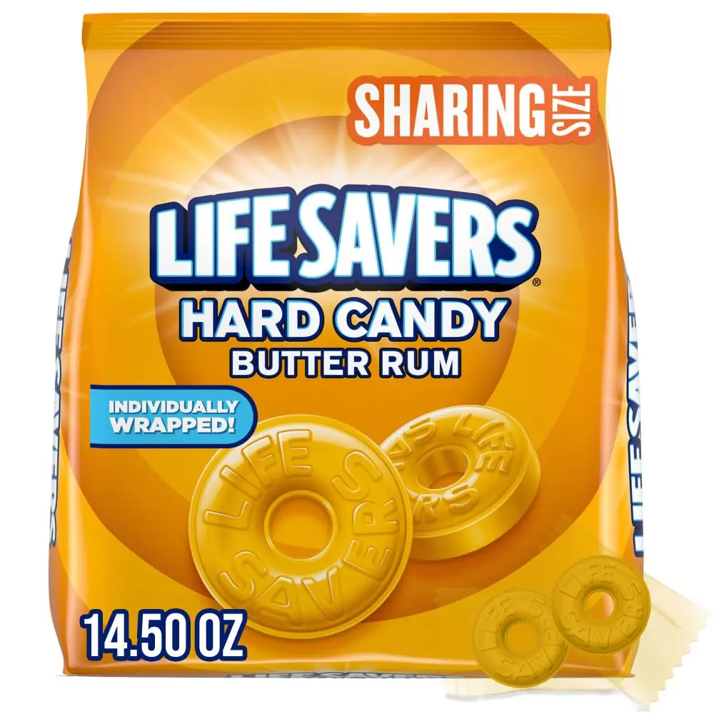 Lifesavers Buttery Hard Candy, 14.5 Oz Individually Wrapped Bulk Candies, Sweet Dessert for Trick-or-Treat, Fall Season Snacks & Party Favors