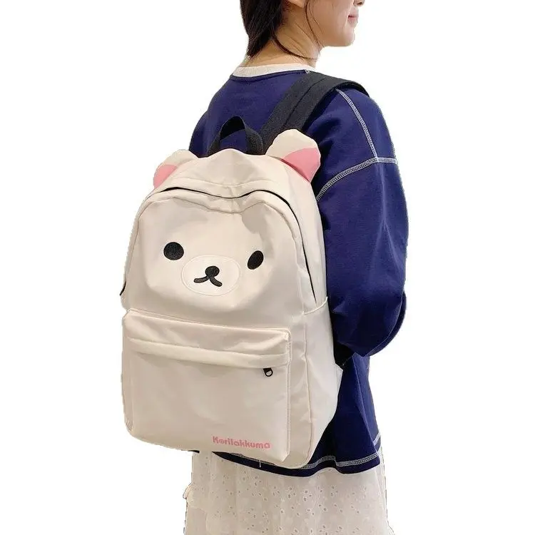 Cute Bear Backpack with Rilakkuma Design, Bear Print Laptop Bag for School, Travel and Outdoor Use
