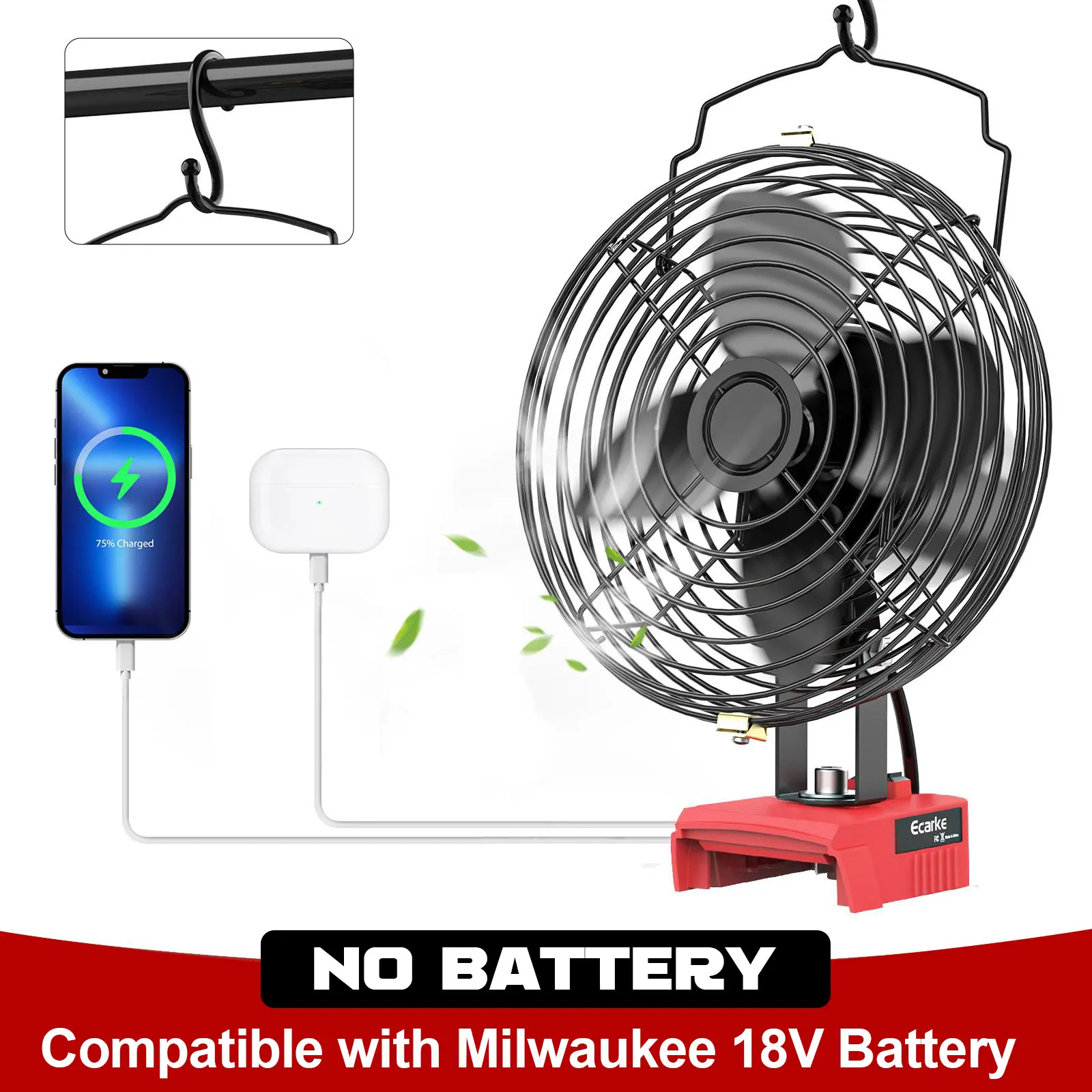Jobsite Fan for Milwaukee 18V Li-ion Battery for Industrial, Outdoor, Construction Site Cooling, Battery NOT Included fathersdaygift