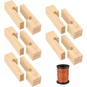 10 Pcs 4 Inch Wood Masonry Line Blocks with 164Ft Polyester Mason Line Complete Bricklaying Tools Kit