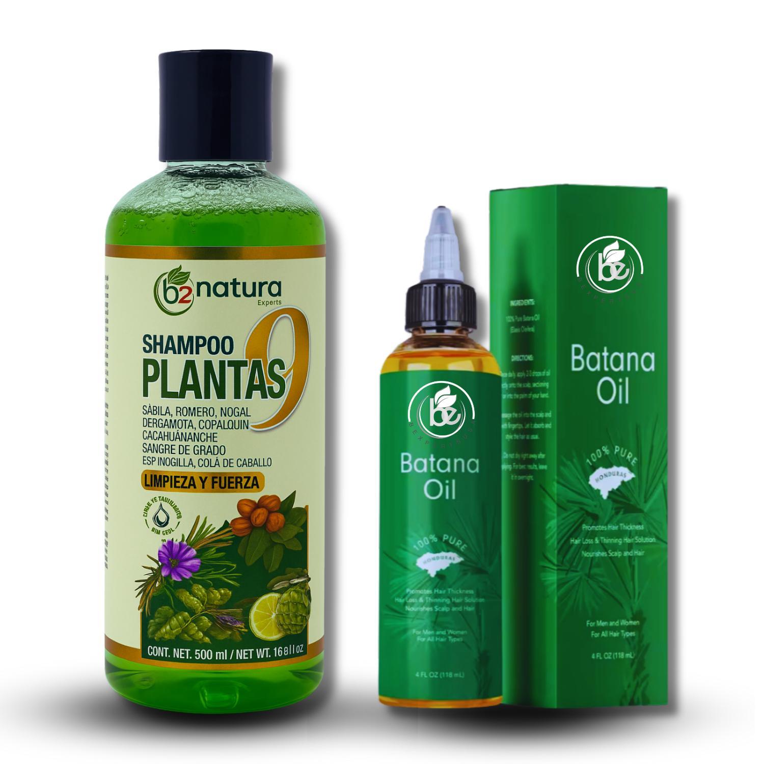 VIRAL Herbal Shampoo 9-Plant–16.9 fl oz–with Cacahuananche, Sangre de Grado, Bergamot, Aloe, Rosemary & More Paraben-Free + 4 oz Batana Oil – Strengthening & Nourishing Hair Combo – Natural Hair Care BE