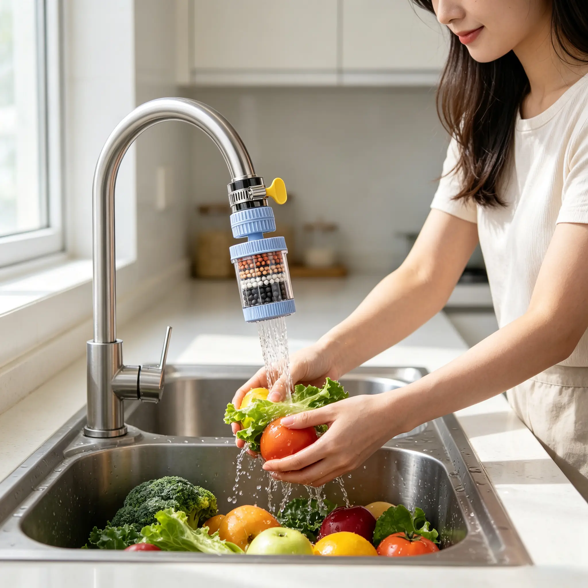 2-Pack Faucet Filter Set, 6-Layer Rapid Filtration, Universal Fit, Splash-Proof, Water-Saving & Durable, for Kitchen & Bathroom Sinks