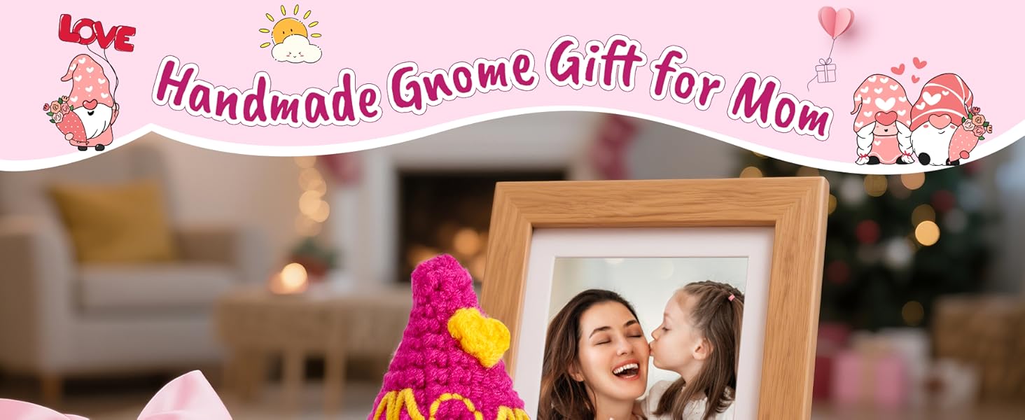 Mom Gifts for Mothers Day - Funny Mother's Day Birthday Handmade Gnome Gift for Mom from Daughter Son, Cute Crochet Gnomes for Mother Mama Mommy I Love You Christmas Stocking Stuffers