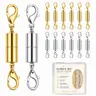 12 Pack Magnetic Necklace Clasps & Closures, Strong Magnetic Jewelry Extender, Gold Silver Plated Stainless Steel Connectors for Necklaces & Charms