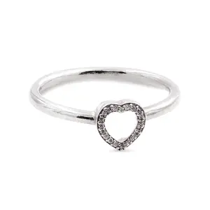 Pandora Puzzle Heart Frame Ring Sterling Silver Women's Jewelry Size 60 196549CZ-60