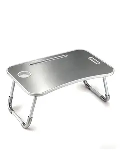 Foldable Laptop Table, Portable Lap Desk Bed Table Tray, Laptop Stand with Cup Holder & Tablet Slot & Lifting Handle for Working Writing Drawing & Eating