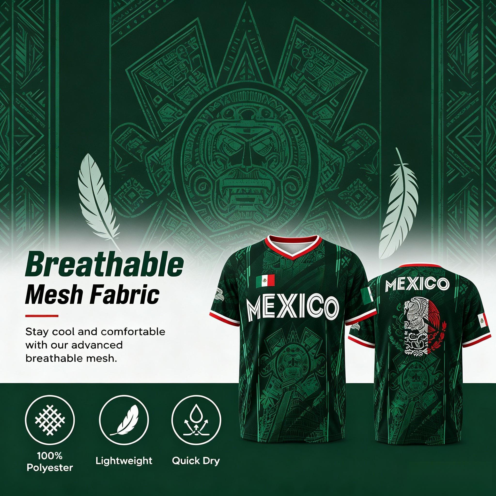 2026 Mexico Soccer Jersey, Chichén Itzá Pyramid Graphic Retro Soccer Jersey, All over Print, Casual Style for All Seasons, Classic Throwback Jersey Sportswear Top 2026 Mexico Soccer Jersey, Chichén Itzá Pyramid Graphic Retro Soccer Jersey, All over Print, Casual Style for All Seasons, Classic Throwback Jersey Sportswear Top