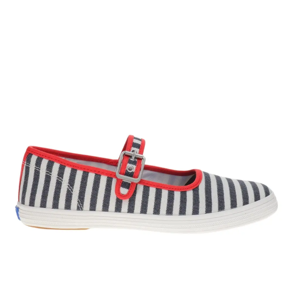 Keds Womens Maisie Stripe Twill Mary Jane Flats Casual - Blue, Red, White
