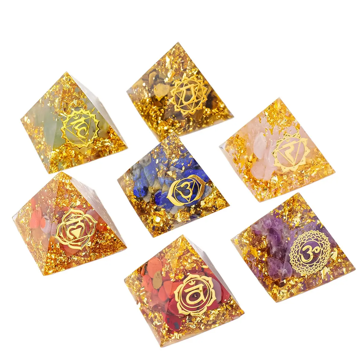 Resin Crystal Pyramid with Runes, Crystal Carvings, Elegant Home Decor Accents, Crystal Decorative Ornaments, Ideal Holiday Gifts for Christmas & More, Portable Spring Décor