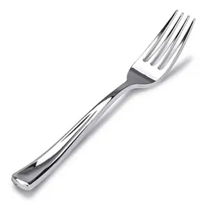 Plastic Silver Forks (75 Pack) - Glossy Silver Cutlery - Heavy Weight, Durable for Parties - Stock Your Home