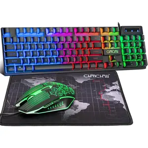 Gaming Keyboard and Mouse, Led Backlit USB Wired, with Light Up 104-Key, 3600DPI, 2 - Side - Button Mouse, Keyboard with Mechanical Feeling, Compatible With PC, Mac OS, Xbox, Ps4, Ps5, with Mousepad