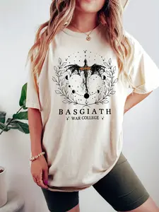 Fourth Wing Basgiath War College Dragon Geometric Graphic T-Shirt - Fantasy Novel Fan Gift Casual Tee