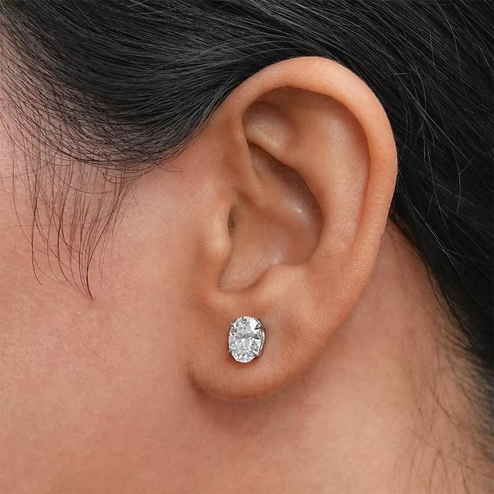 0.5-5ct Oval Cut Moissanite Stud Earring for Women D Color Sparkling Diamond 925 Sterling Silver Ear Studs Party Jewelry Gifts