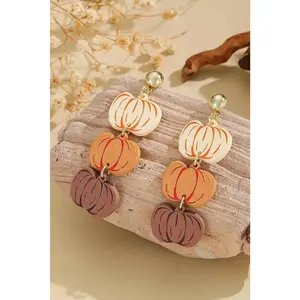 Acrylic Pumpkin Stack Stud Earrings