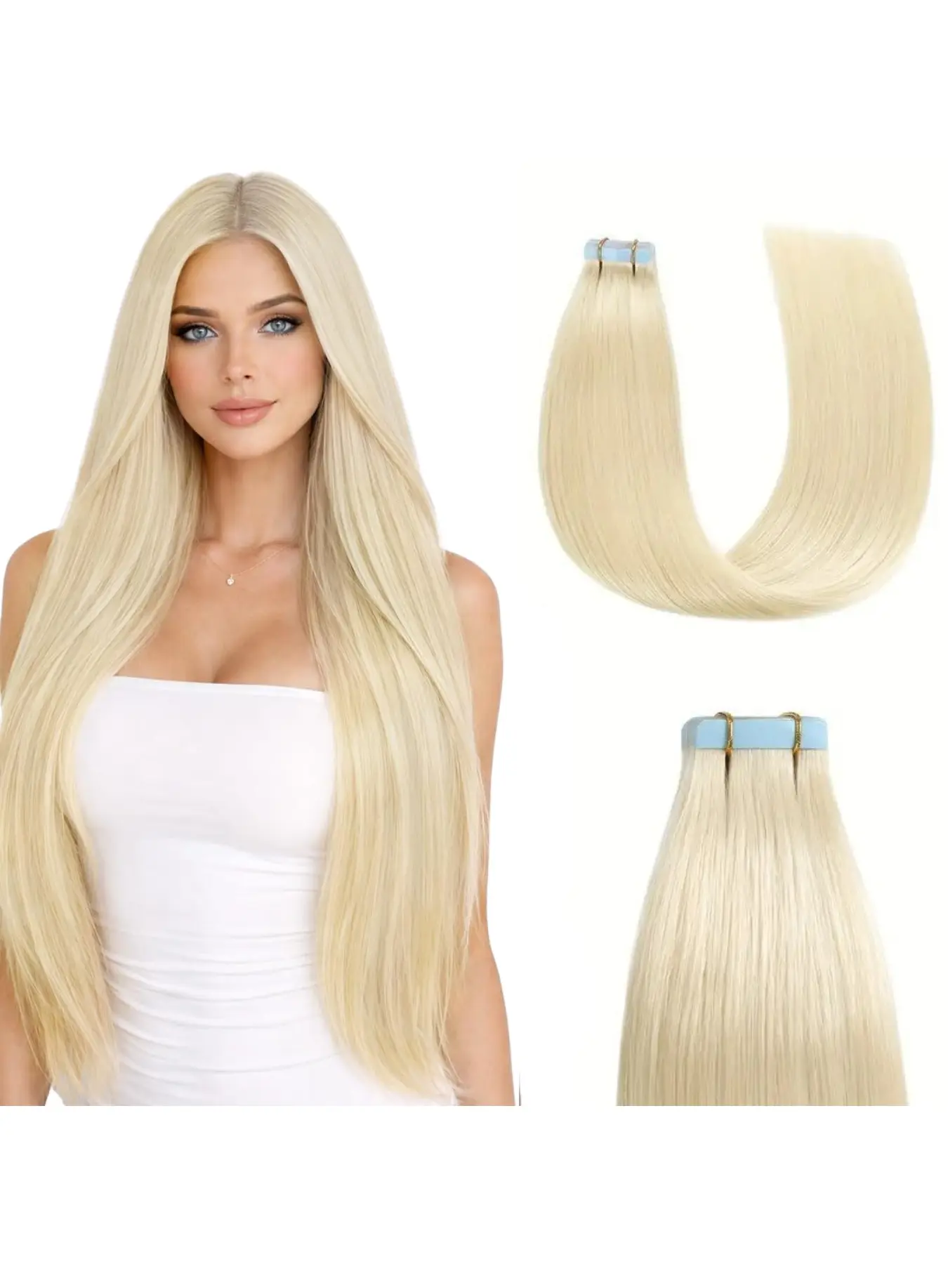 Invisible Tape Hair Extensions, Synthetic Extensions, Colorful Straight Hair Clips, 20 Pieces, Suitable for Women, Daily, Festival, Party Wear, Synthetic Fiber Extensions
