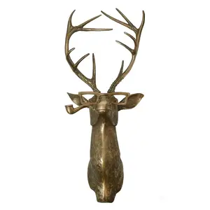 Eric + Eloise Collection - Frankie the Stag Smoking Pipe Bronzed Aluminum Hanging Wall Mount