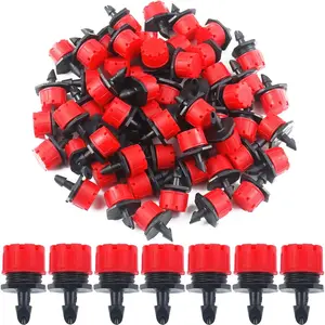 150 count Adjustable  Drip Irrigation Sprinklers 1/4 Inch Universal 8-Hole Flow Dripper Garden Irrigation Nozzles for 4mm/7mm Tube Watering System (Red)
