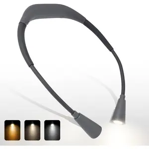 LED Rechargeable Neck Reading Light, with 3 Color Temperatures, 90 Hour Long Lasting Ergonomic Rechargeable Lamp, Suitable for Reading, Weaving and Repairing