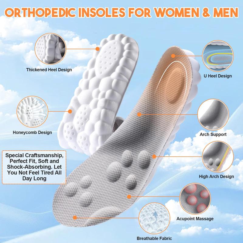 Insoles for Women Man,Cloud Soles for Men Women,4D Cloud Soles for Men,Anti Fatigue, Shock Absorption, Foot Pain Relief