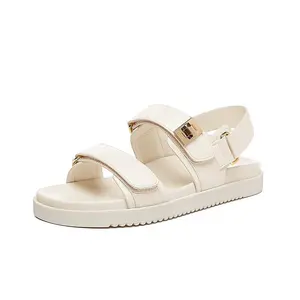 Women's Flat Sandals Comfort Adjustable Double Strap Slip on Leather Footbed Sandals Wedge Platform Footwear Walking Shoes(Sheets)