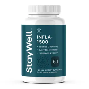 Stay-Well Naturals Infla-1500 All-Natural Relief Supplement Extract Blend with Turmeric, White Willow Bark, Ashwagandha, Ginger, Boswellia, Bromelain, Omega-3 and Magnesium-60ct