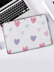 Heart Pattern Printed Notebook Bag, Soft Laptop Sleeve, Tablet Case, Zipper Storage Pouch, Casual Style, All Seasons, Valentine's Day Gift, Protective Cover