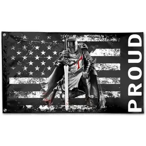 American Flag With Templar Knights Flag 3x5 For Outdoors Banners 1 Blackroom decor