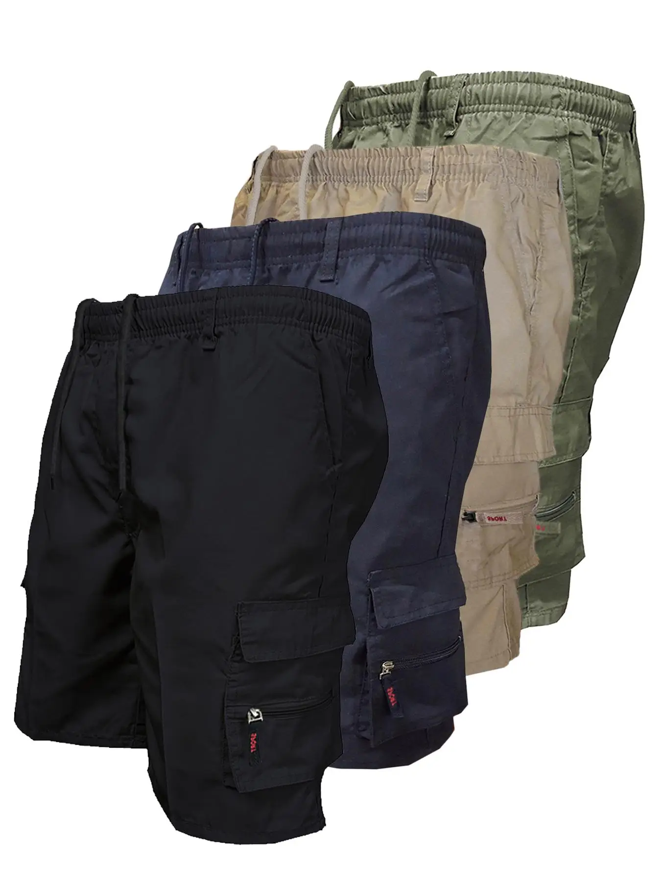 Men's Solid Color Drawstring Pocket Cargo Shorts, Casual Street Elastic Waist Zipper Shorts for Summer, Mens Shorts, Shorts for Men, Breathable Men's