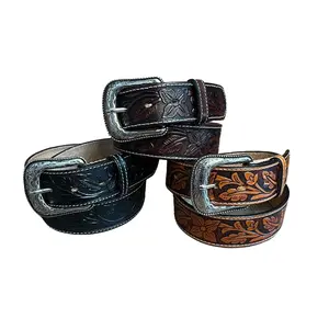 Hand Tooled Embossed Western Cincelado Leather Belts