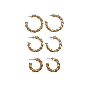 Braid Hoop - Gold Finish Twisted Design, Single Hoop with Clasp, Versatile Accessory for Everyday Wear