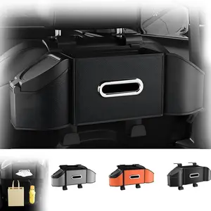 Premium Car Seat Back Storage Box with Dual Cup Holders, Multifunctional Leather Paper Towel Holder, Car Storage Organizers, Auto Interior Accessories Gift
