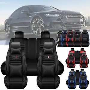 For Toyota Corolla Car Front Rear Seat Cover Full Set Premium Napa PU Leather 5 Seat Protector Mat Breathable Cushion Pad Set with Storage Bag, with 2pcs Head Pillow and 2pcs Waist Pillow, Waterproof