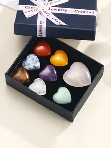 Natural Gemstone Unique Hand Selected Intuitively Chosen Crystals Heart Shaped Gift Set, Jewelry Accessories for Women & Men
