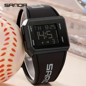 Multifunctional Sports Waterproof Square Watch, Luminous Swimming LCD Men's Watch
