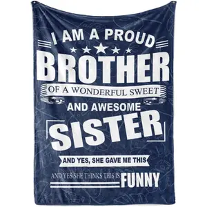 Gifts for Brother Adult from Sister, Bed Flannel Blankets Throws for Brothers for Birthday, Christmas (50"x 65") - Awesome Sister