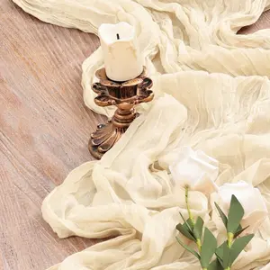 Polyester Ruffled Table Runner, Bohemian Style Linen Cloth, Rustic Decorative Wedding Party Supplies, Festival Gift Event Decoration