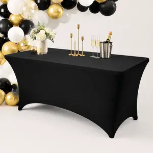 Stretch Spandex Fitted Tablecloth - 6FT Rectangular, 1/3/5 Packs, Wrinkle-Resistant, No Slipping Office Event Decor for Birthday, Baby Showers, Holiday Celebrations