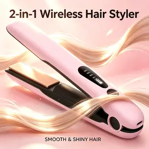 All-Day Mini Straightener - 5000mAh Cordless USB-C Flat Iron for Quick Fix, Bangs & Layers | Fast 30s Heat, Compact for Gym Bag, Office Desk, Car & Stylish Anywhere