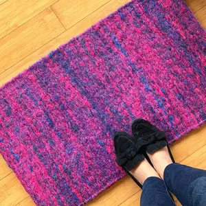 Handwoven Sisal Entryway Rug: Raspberry Shades Boho Door Mat, Welcome Mat, Bedside Mat, Colorful Sisal Rug