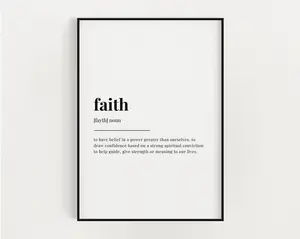 Faith Definition Poster Prints No Framed, Gifts For Family Friend, Art Prints, Wall Art Home Decor, Wall Art Prints