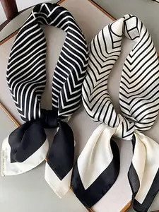 Fashionable Striped Colorblock Silk Scarf, Stylish Neck Warmer for Women, Versatile Shirt Collar Accessory, Winter Fashion Essential, Neck Scarves